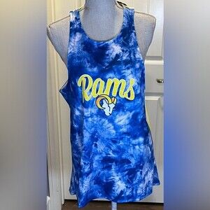 Women’s Los Angeles Rams Open Back Tank Top XL NWT Tie Dye Blue Yellow NEW NFL